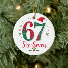 Roligt julmemesex sju 67 6 7 Högtid Julgransprydnad Keramik