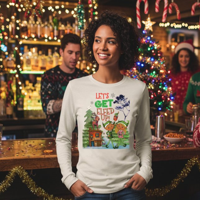 Roligt Julparty - Låt Oss Bli Tomtelyftade T Shirt (Funny Let's Get Elfed Up Christmas Party Tri-Blend Shirt)