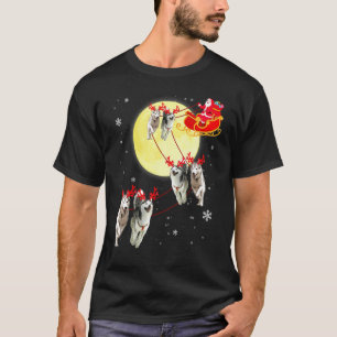 Roligt julren Husky hund släde jul T Shirt