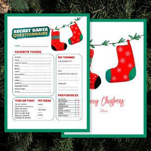 Roligt julspel Secret Santa-enkät Julkort