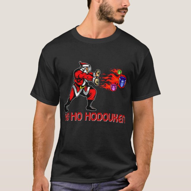 Roligt Julspelaren Santa Ho Ho Hodouken Videos T Shirt (Framsida)