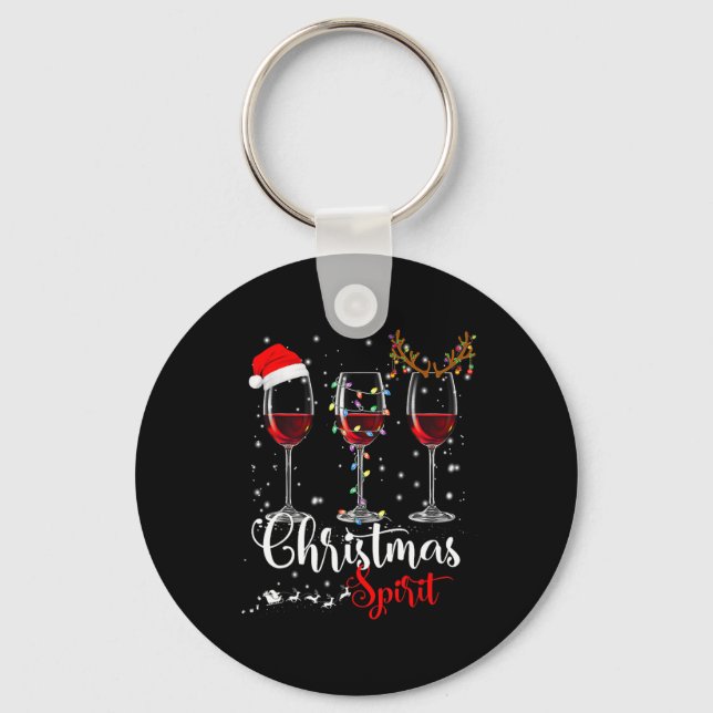 Roligt Julsprit i Vin Julafton Helgdag Nyckelring (Framsida)