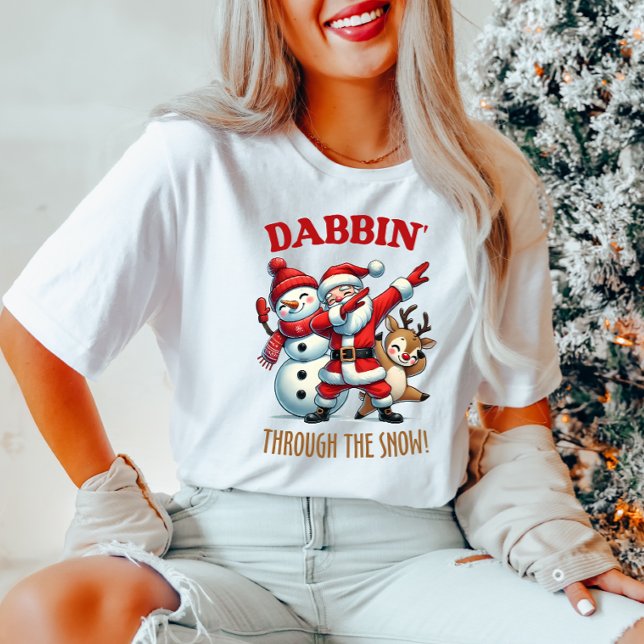 Roligt Jultomten Dabbing genom Snö T Shirt (Skapare uppladdad)