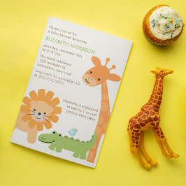 Roligt Jungle Animals Baby Shower Inbjudningar