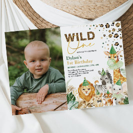 Roligt Jungle Safari Vild Ett Party-djur födelseda Inbjudningar