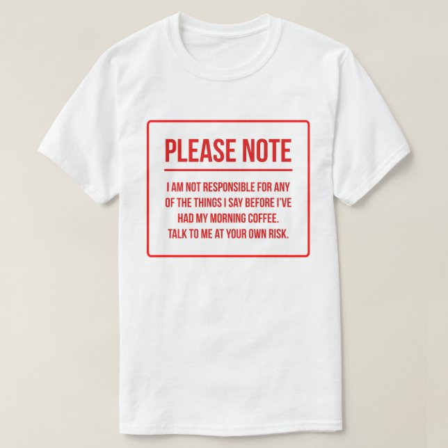 Roligt kaffe för ansvarDisclaimer T-shirt (Design framsida)