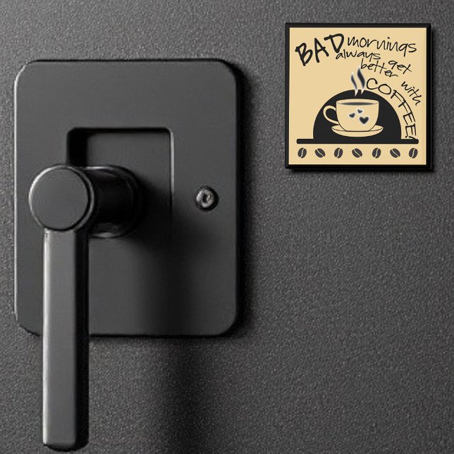 Roligt Kaffe ger bättre typografi på morgonen Magnet (square magnet on door)