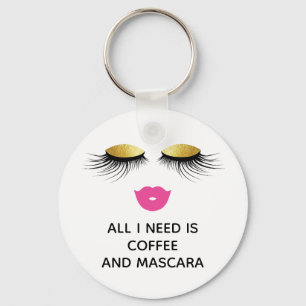 Roligt ’Kaffe och Mascara’ Nyckelring