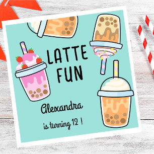 Roligt kaffebobba-tefödelsedag pappersservett