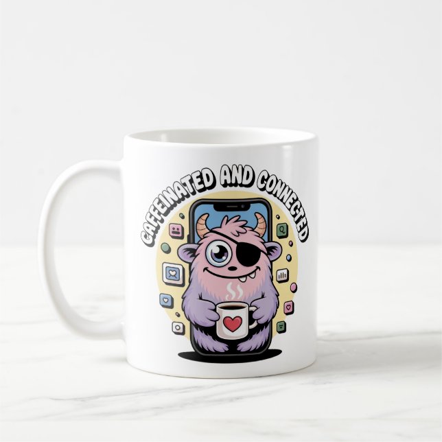 Roligt kaffemonster för sociala medier kaffemugg (Vänster)