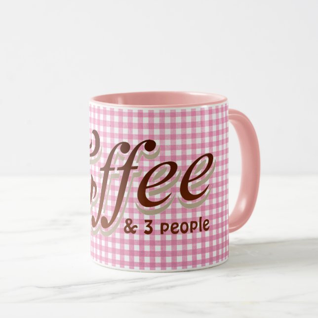 roligt kaffeoffert på rosa gingham mugg (Framsida höger)
