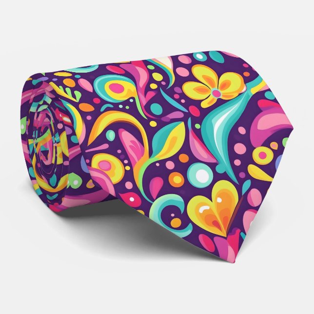 Roligt kaklat mönster i 90-talsstil  slips (Rullad)