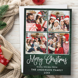 Roligt Kalligrafi Juli Grönt Wood 4 Foton Julkort