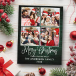 Roligt Kalligrafi Juli Grönt Wood 4 Photo Vykort<br><div class="desc">Modern Roligt Calligraphy Script God jul 4 Photo Helgdag Postcard - Rustic Land Grönt Wood</div>