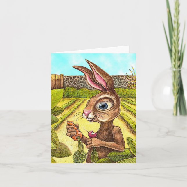 Roligt kanin-kort kort (Framsida)