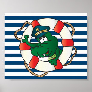 Roligt kapten Alligator Poster