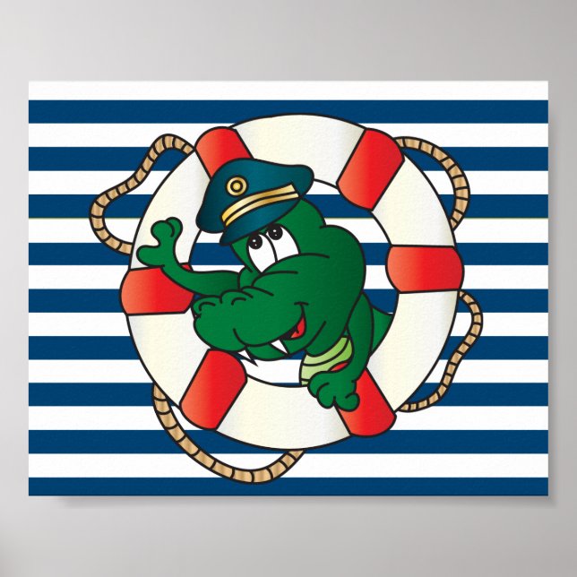 Roligt kapten Alligator Poster (Framsidan)