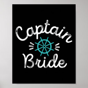 Roligt kapten Bride Nautical Bröllop Matching Groo Poster