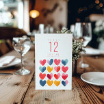 Roligt kärlek-Bordsnumrets sjö - sittdiagram Inbjudningar<br><div class="desc">Lägg till lite roligt och kärlek till ditt bröllopsmottagande med vårt Bordsnummer för Kärlek Hearts i Roligt. Den här charmerande sittkartan har en lekfull design med en mängd färgstarka kärlek-hjärtan, som skapar en glatt och livlig atmosfär för dina gäster. Med diagrammet kan du tilldela och visning bordsnummer, vilket säkerställer en...</div>