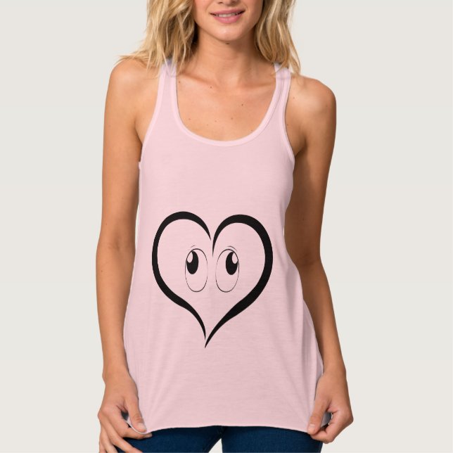 Roligt Kärlek Heart Tshirt Linne Med Racerback (Framsida)