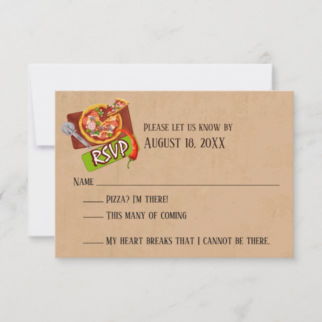 Roligt Kärlek och Pizza Bröllop RSVP-kort OSA Kort (Framsida)