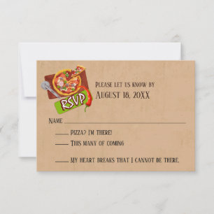 Roligt Kärlek och Pizza Bröllop RSVP-kort OSA Kort