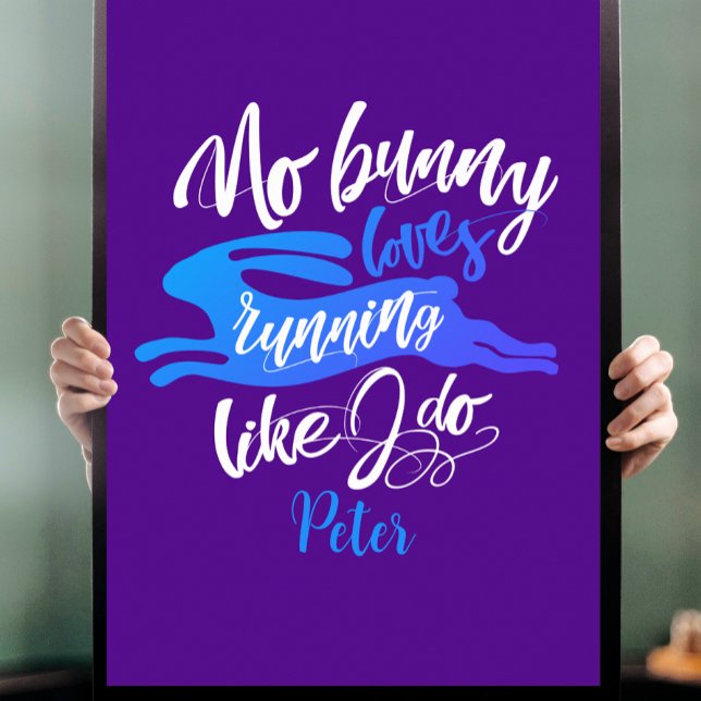 Roligt Kärlek Springa Bunny med blå och Lila typog Poster (Skapare uppladdad)