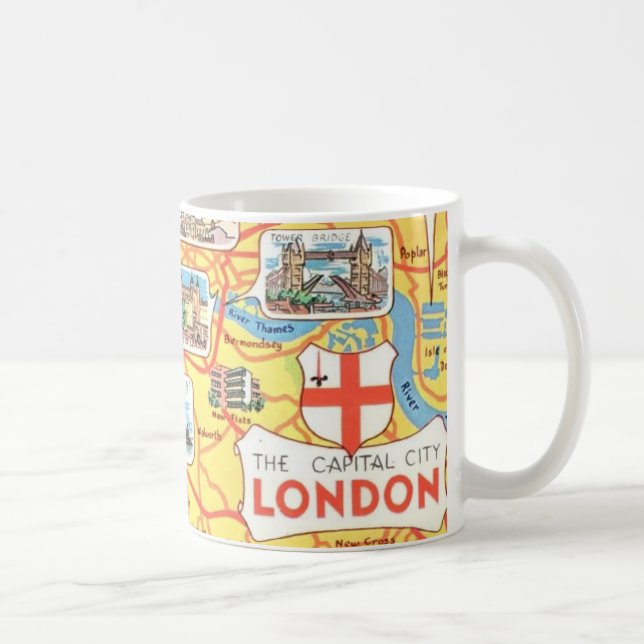 Roligt Karta i London England Mugg (Höger)
