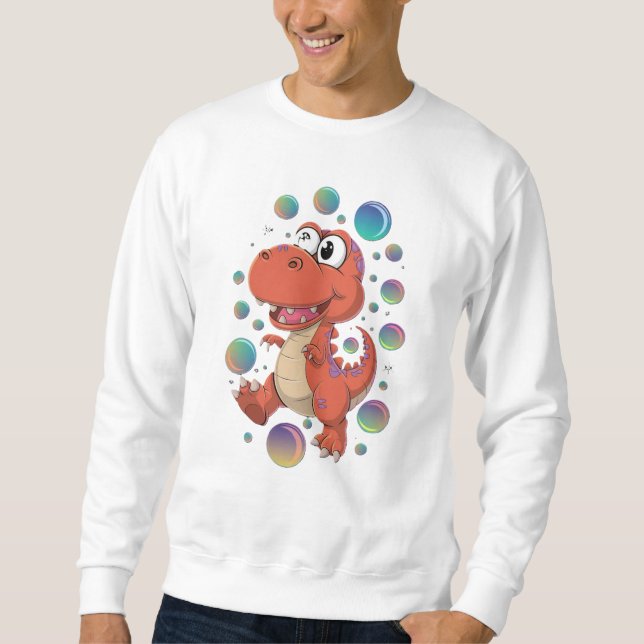 Roligt Kartonisk Orange Dinosaur Sweatshirt för ma (Framsida)