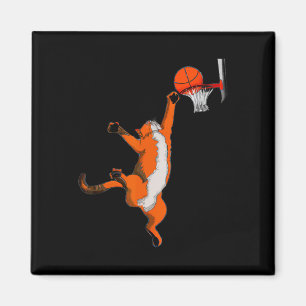 Roligt Katt för uppspelning av basket Idrottsketbo Magnet