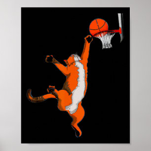 Roligt Katt för uppspelning av basket Idrottsketbo Poster