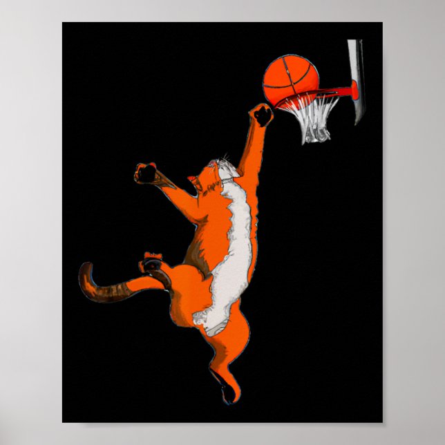 Roligt Katt för uppspelning av basket Idrottsketbo Poster (Framsidan)
