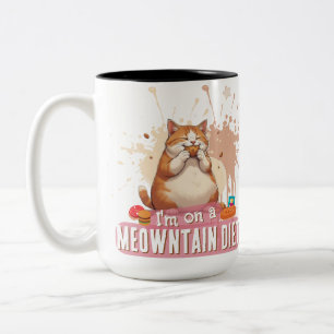 Roligt Katt Pun Citat Söt Knubbig Katt Mat Humor Två-Tonad Mugg