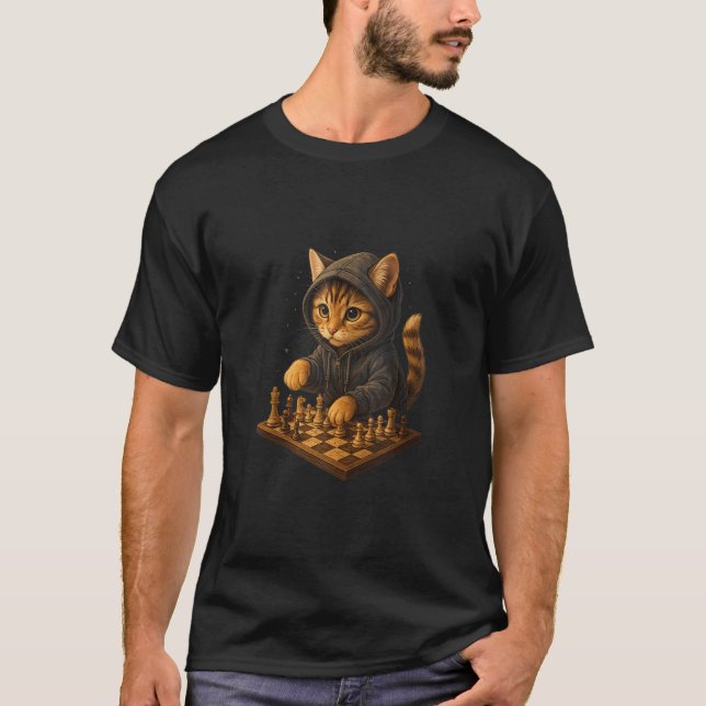 Roligt katt-schack-strategispel för kattälskare -  t shirt (Framsida)