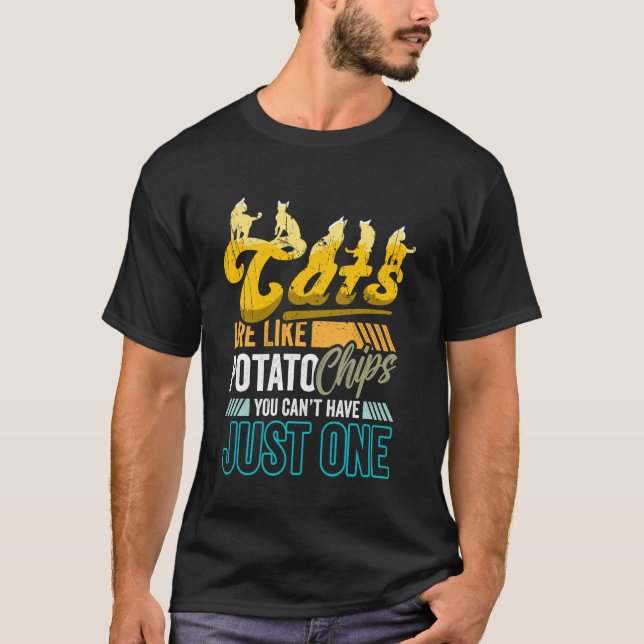 Roligt kattälskare present Katter gillar potatisch T Shirt (Framsida)
