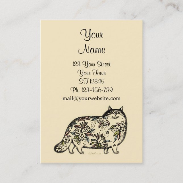 Roligt kattknubbigkort visitkort (Framsida)