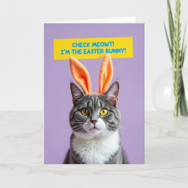 Roligt kattkostym julkort kort (Framsida)