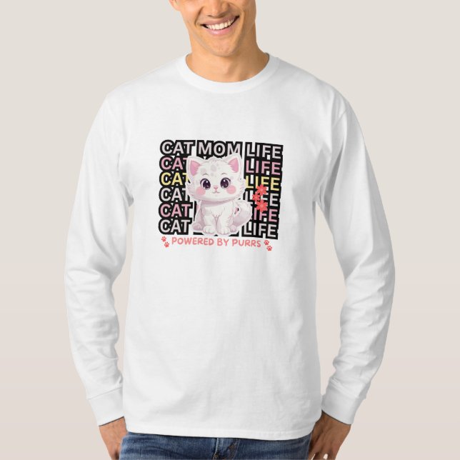 Roligt kattmammaliv t shirt (Framsida)