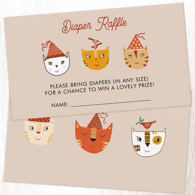 Roligt Kattunge Baby Shower Diaper Raffle Tilläggskort (Fun kitty cat party baby shower diaper raffle enclosure card)