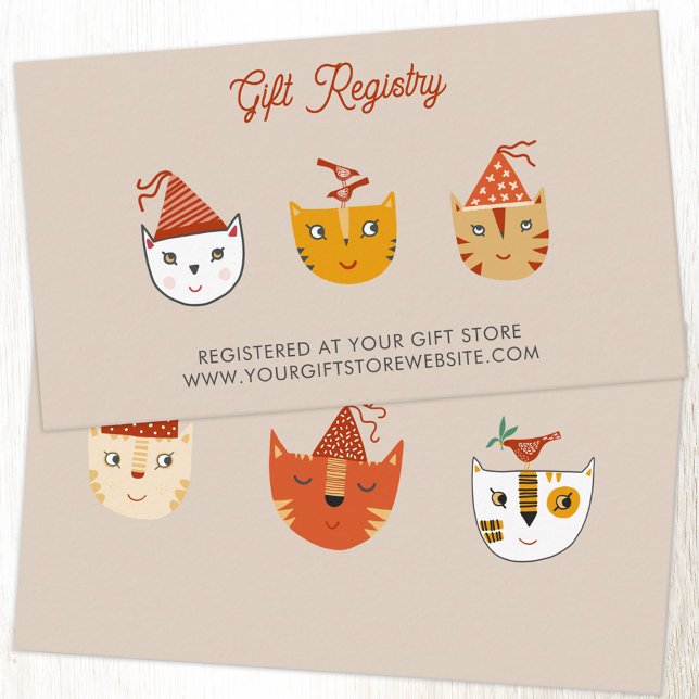 Roligt Kattunge Baby Shower Gift-register Tilläggskort (Fun party cat baby shower gift registry website details enclosure card)