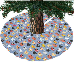 Roligt Kattunge Mönster Blue Julgransmatta Borstad Polyester