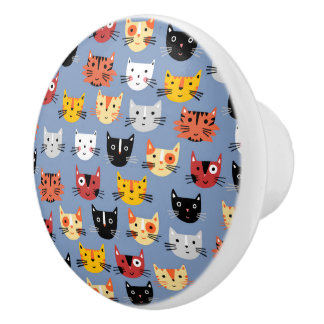 Roligt Kattunge Mönster Blue Knopp