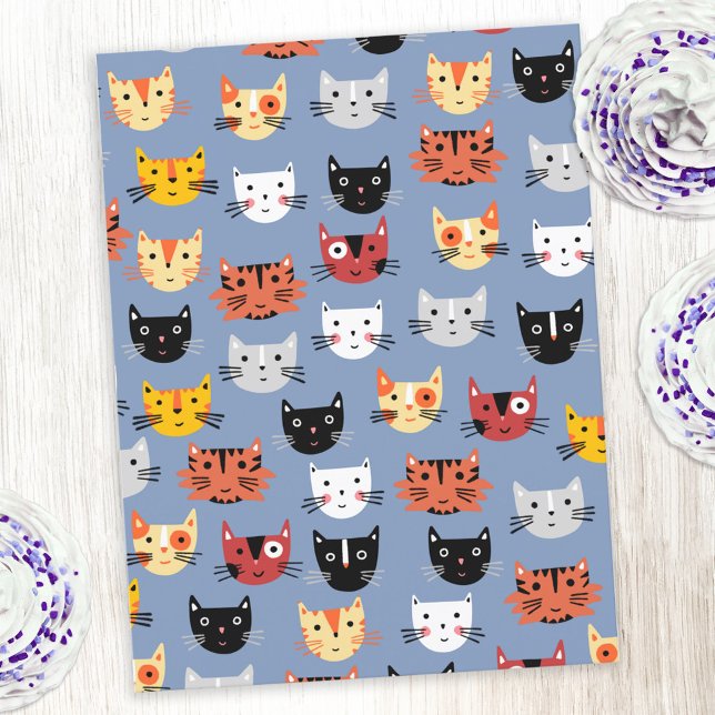 Roligt Kattunge Mönster Vykort (Fun kitty cat pattern postcard with original art by Nic Squirrell. )