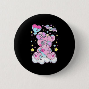 Roligt Kawaii Pastel Goth Cute Creepy Bear Anime J Knapp