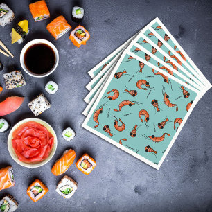 Roligt kawaii shrimp skaldjurscocktail napkin pappersservett