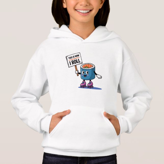 Roligt Kawaii Sushi Rullande T Shirt (Framsida)