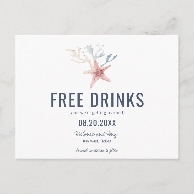 Roligt Key West strandbröllop Spara datumet Meddelande Vykort (Framsida)