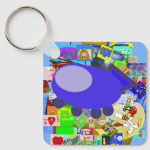 Roligt Keychain Spacesship Tecknade figurer Nyckelring