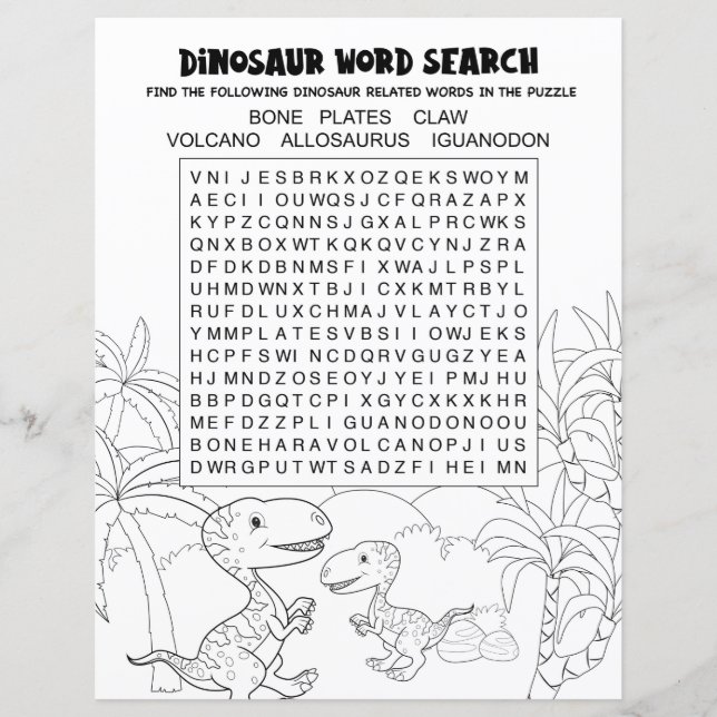Roligt Kids Activity Dinosaur Puzzle Ord Search (Framsida)