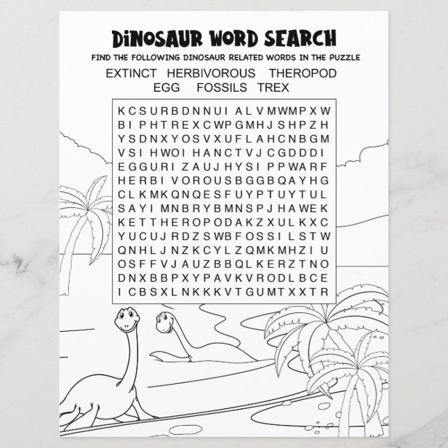 Roligt Kids Activity Dinosaur Puzzle Ord Search (Framsida)
